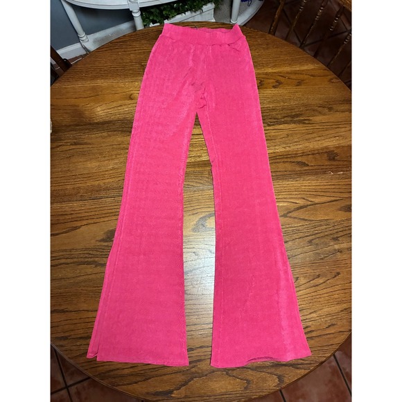 Lucy in the Sky Pants - Lucy in the Sky Hot Pink High Waisted Flare Bell Bottom Pants Side Slit Small